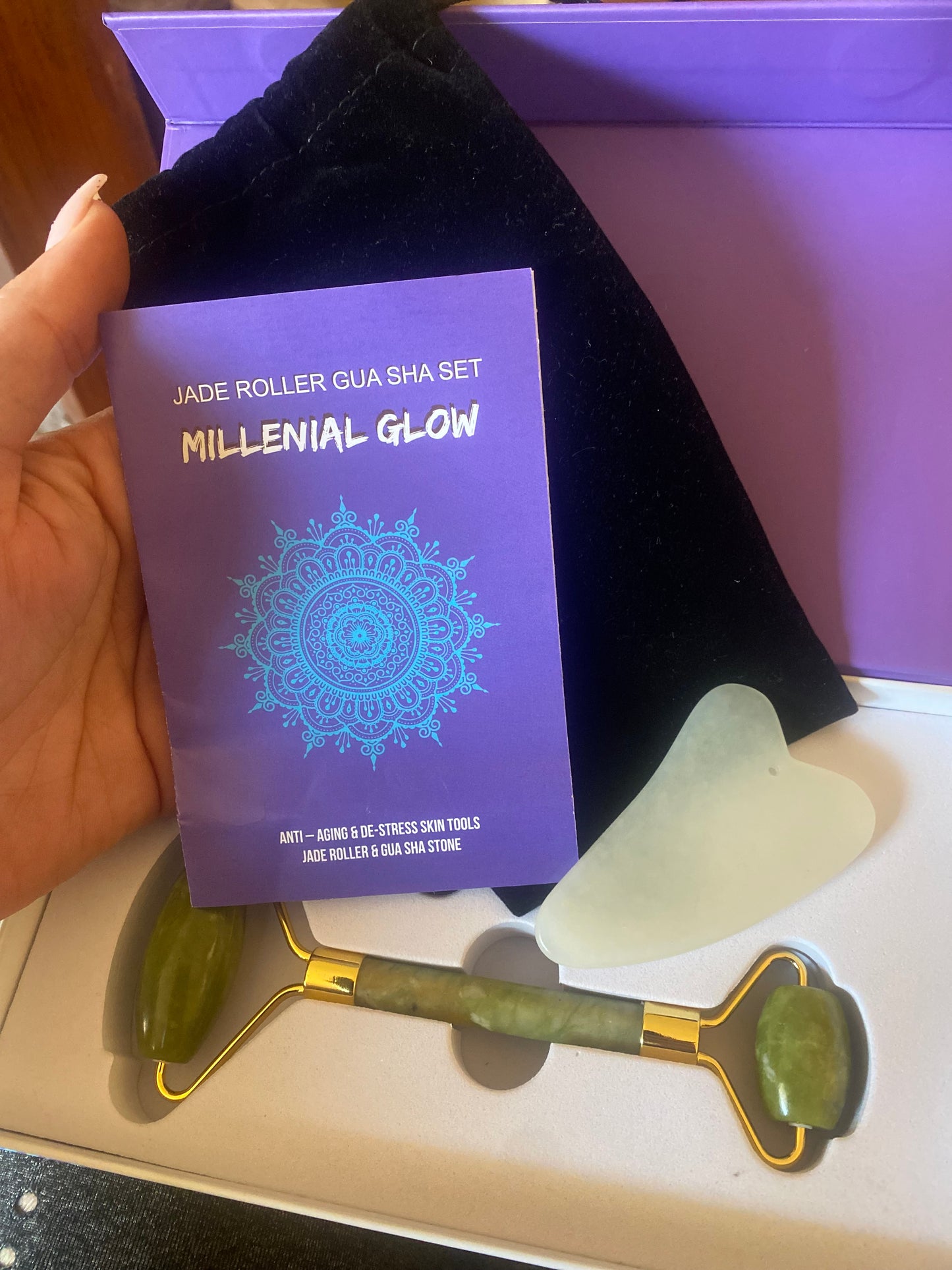 Jade Gua Sha & Roller Set