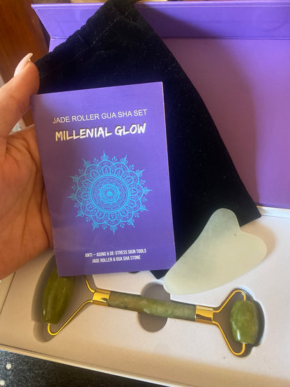 Jade Gua Sha & Roller Set