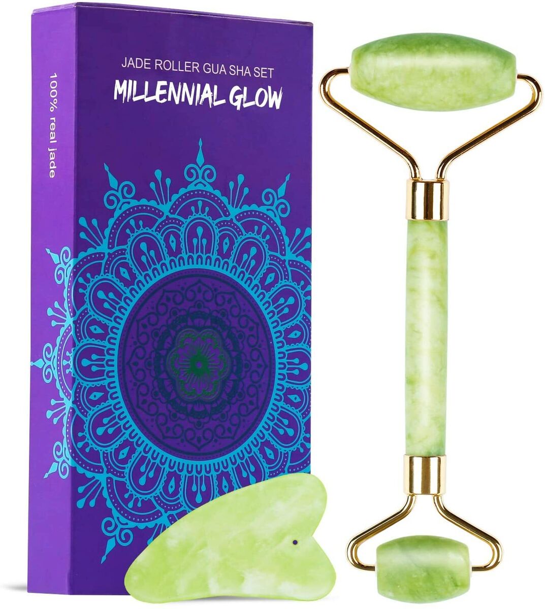 Jade Gua Sha & Roller Set